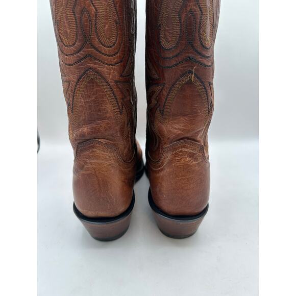 Lucchese 1883  Tan Brown Mad Dog Goat Western women’s 8 B Boots  Snip Toe - Picture 6 of 13
